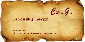 Csicsáky Gergő névjegykártya