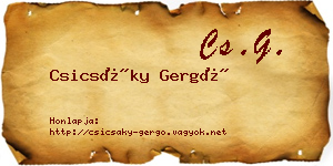 Csicsáky Gergő névjegykártya